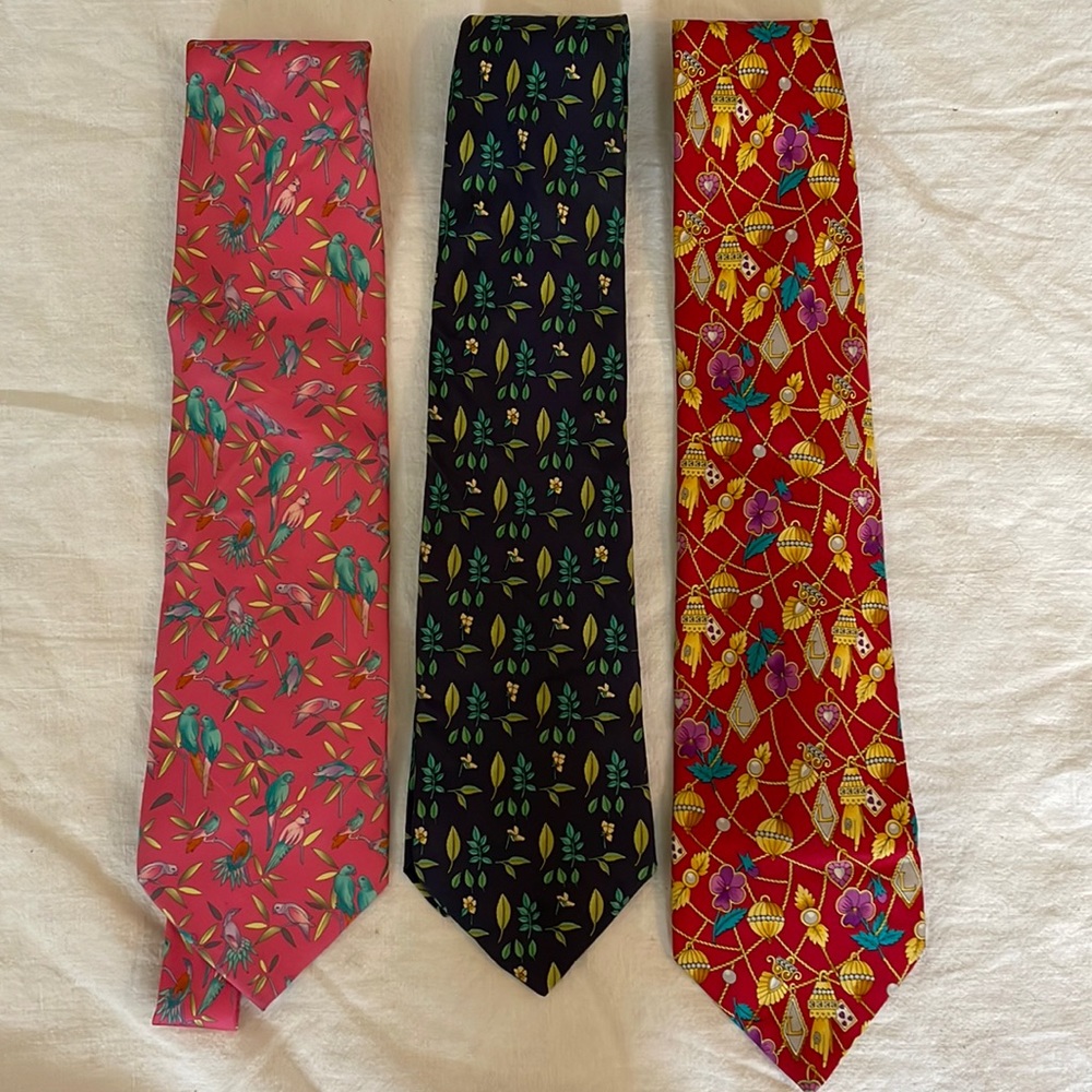 LOT OF 2 LEONARD PARIS & 1 BROOKS BROTHERS ITALY SILK MEN’S TIES